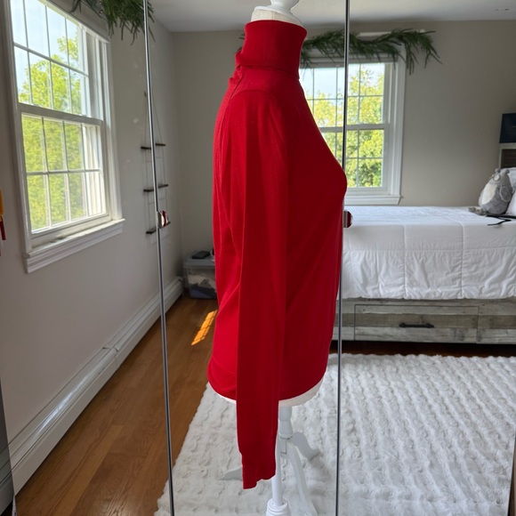 J Crew Red 100% Merino Wool Turtleneck Sweater Medium - Picture 3 of 7